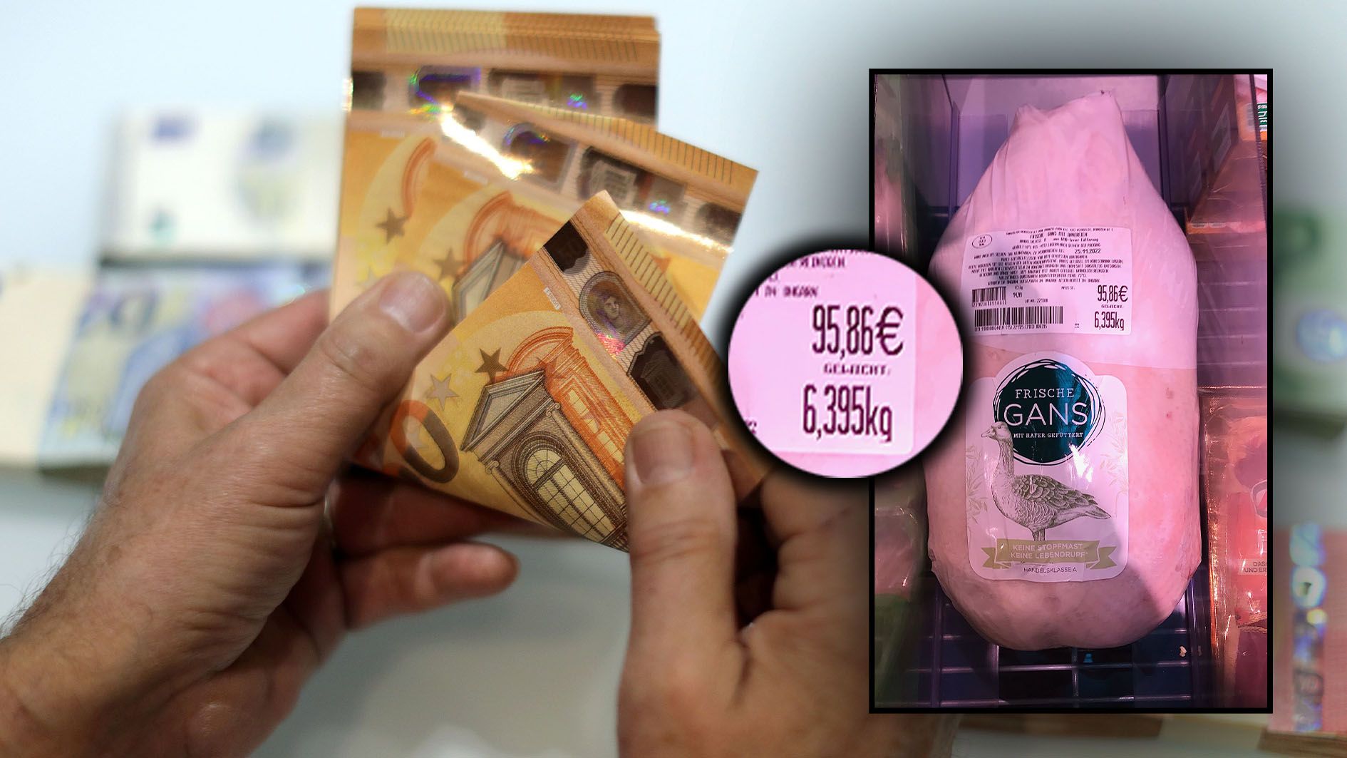 Der Shopper war über den Preis im Supermarkt überrascht.