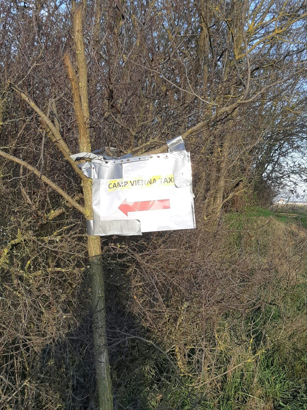 Heute.at - Taxi-Hinweisschild für Flüchtlinge an der Grenze
