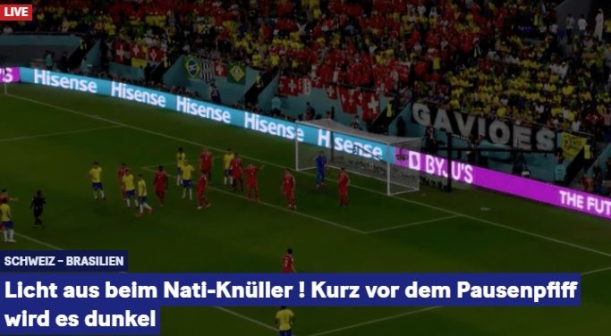 Licht aus - nur die Werbepartner strahlen unbehelligt weiter.