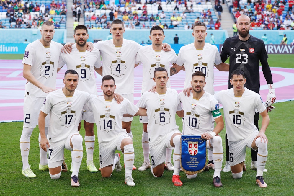 Die serbischen Nationalspieler bei der Weltmeisterschaft in Katar.
