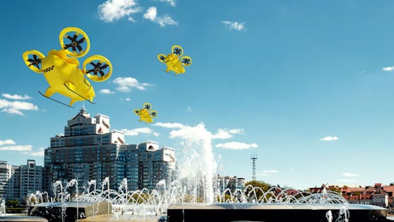 Schon zum Ende des Jahrzehnts könnten Flugtaxis über europäischen Städten Alltag sein. (Visualisierung)