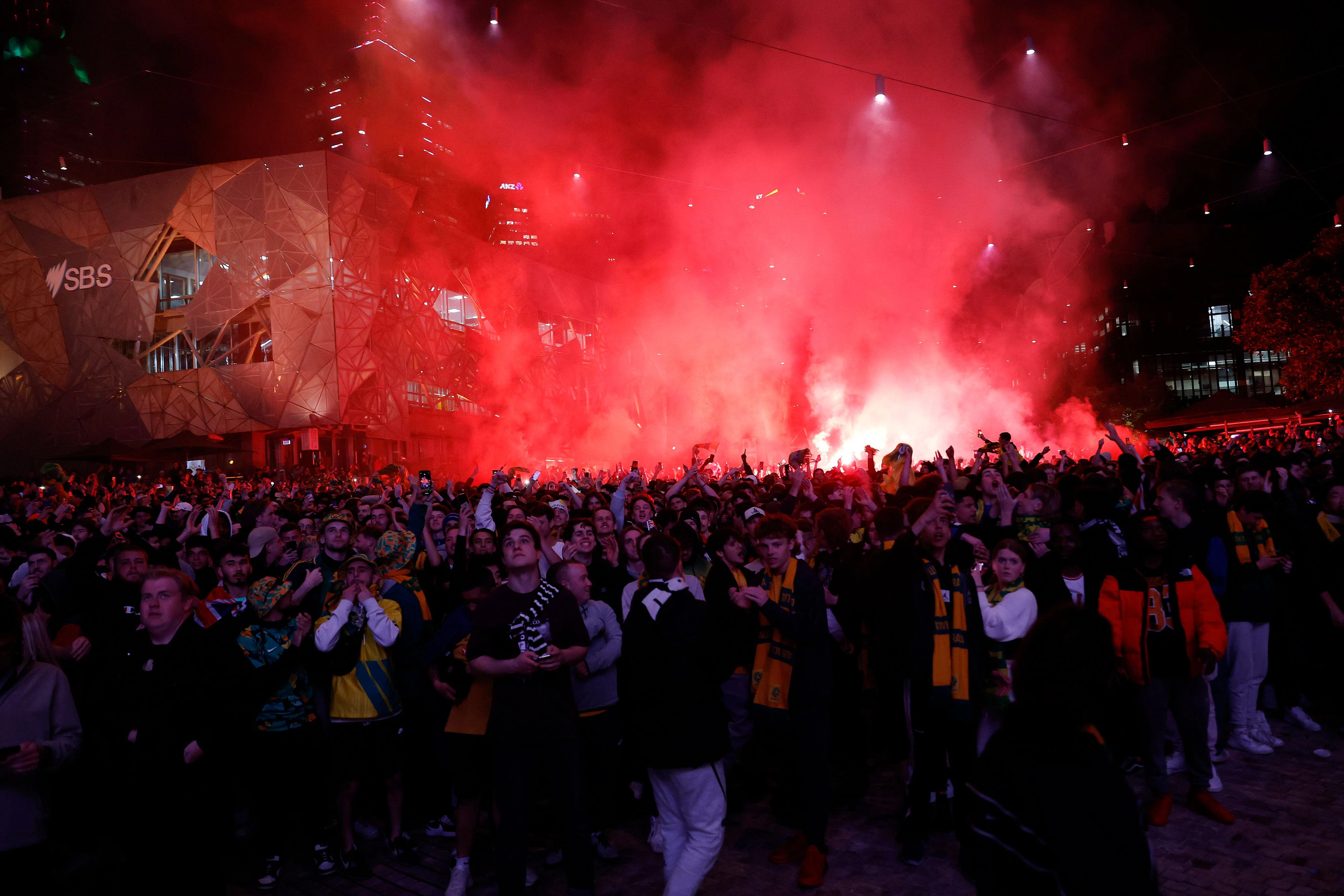 Wilde Aufstiegsparty in Melbourne