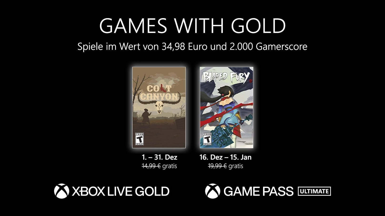 Games with Gold: Diese Spiele gibt es im Dezember gratis.