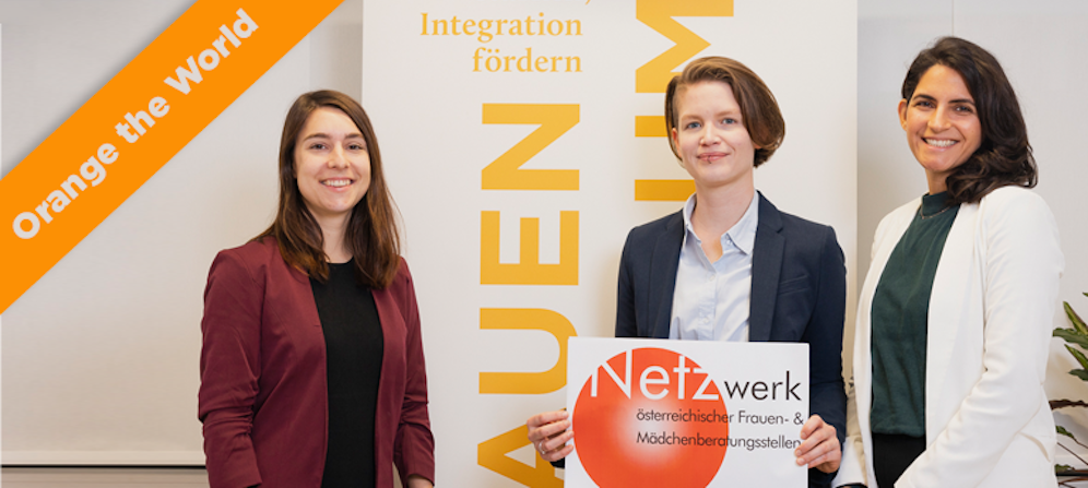 Von links nach rechts: Theresa Amon stv. Leiterin des ÖIF-Frauenzentrum, Sophie Hansal Geschäftsleitung Verein Netzwerk österreichischer Frauen- und Mädchenberatungsstellen und Sonia Koul, Leiterin des ÖIF-Frauenzentrums.