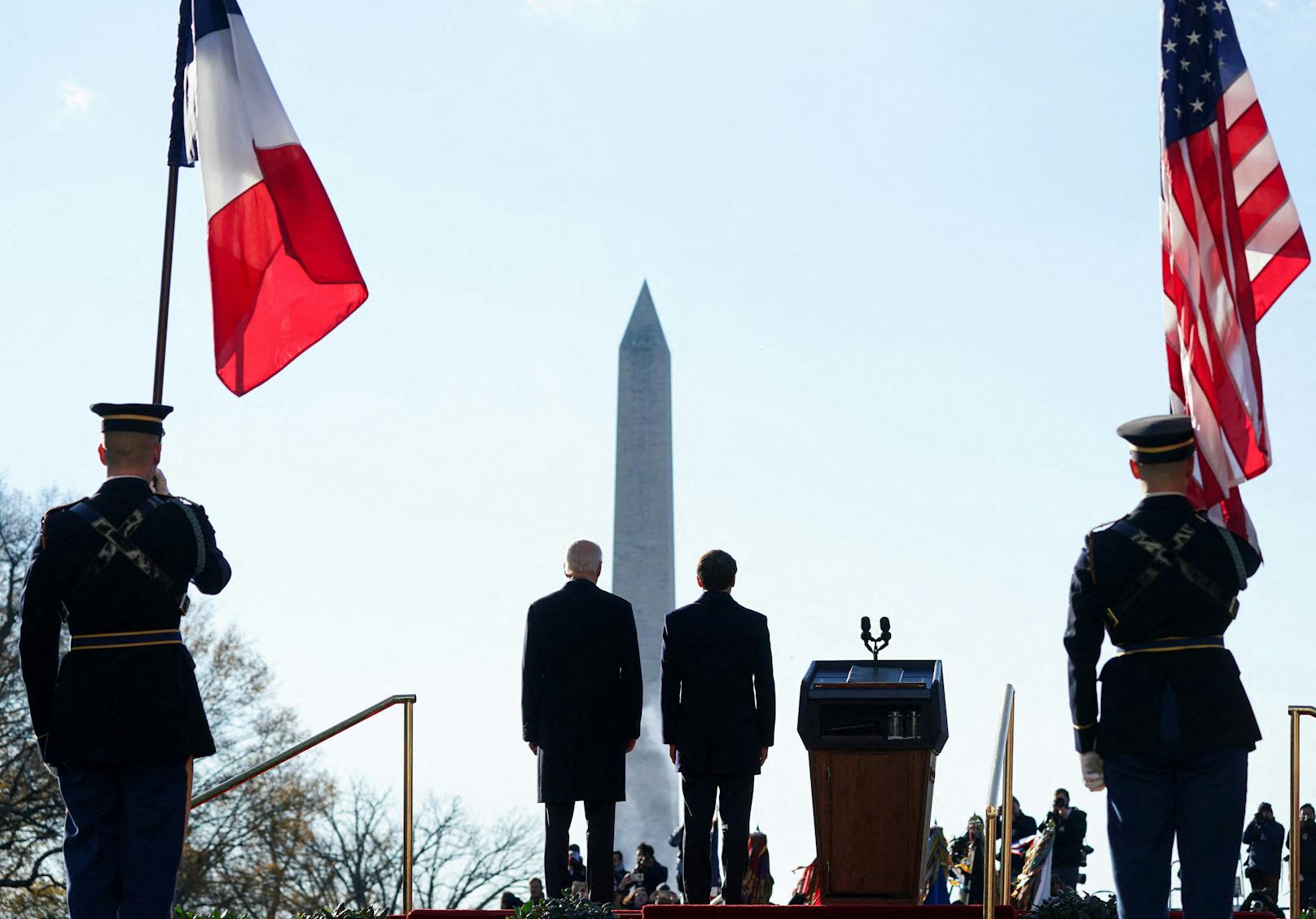 Staatsbesuch des französischen Präsidenten Emmanuel Macron bei Joe Biden in Washington am 1. Dezember 2022.