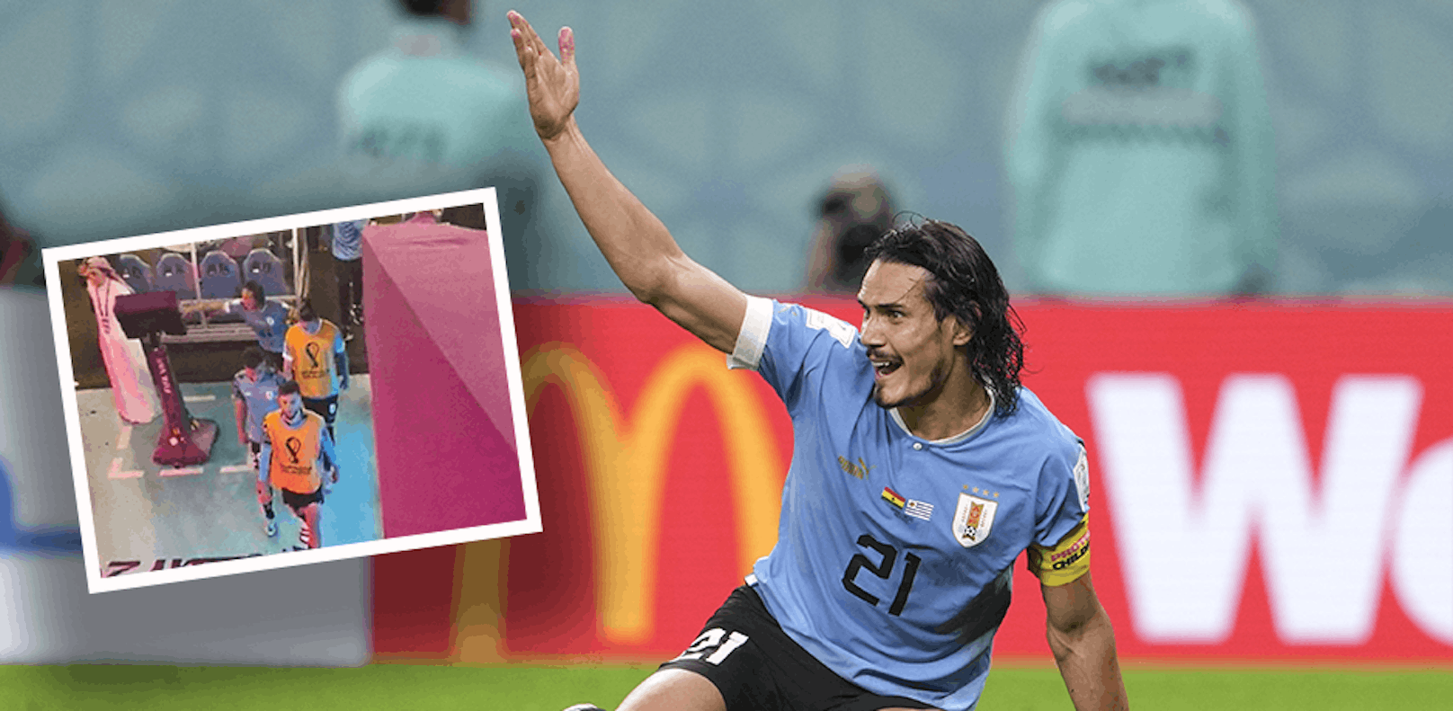 Uruguay-Star Edinson Cavani konnte seine Wut nach dem WM-Aus nicht verbergen. 