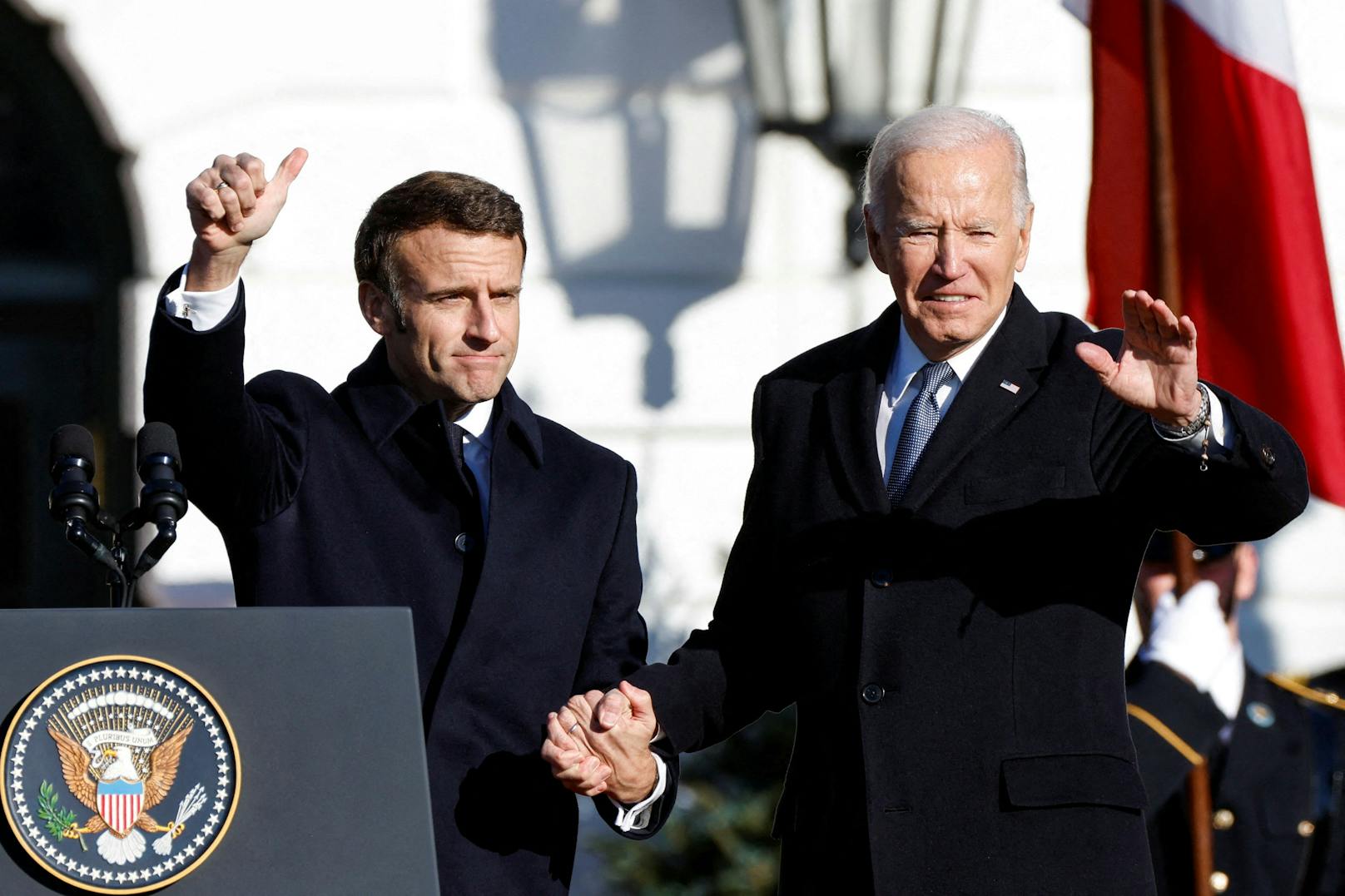 Staatsbesuch des französischen Präsidenten Emmanuel Macron bei Joe Biden in Washington am 1. Dezember 2022.