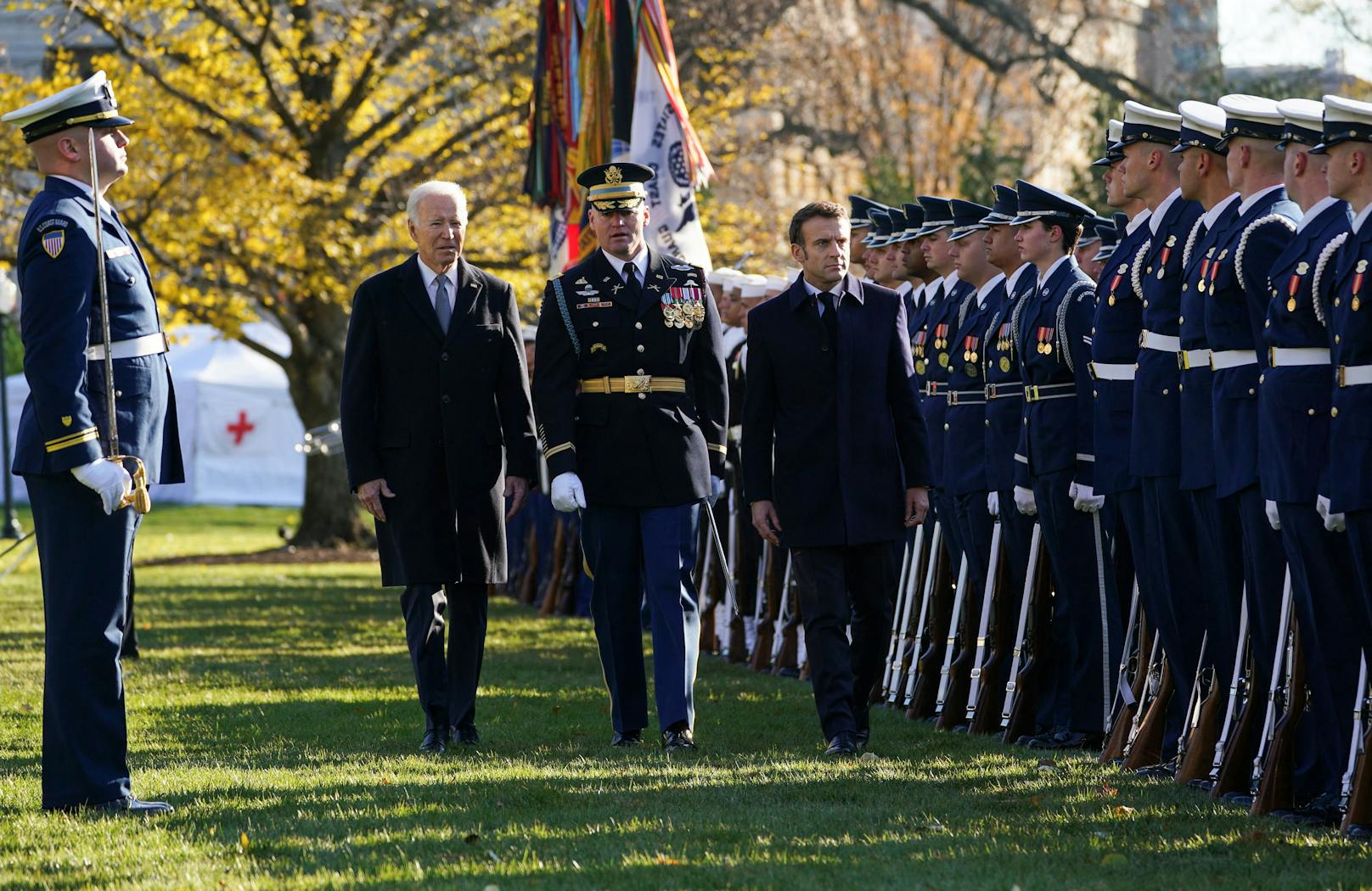 Staatsbesuch des französischen Präsidenten Emmanuel Macron bei Joe Biden in Washington am 1. Dezember 2022.