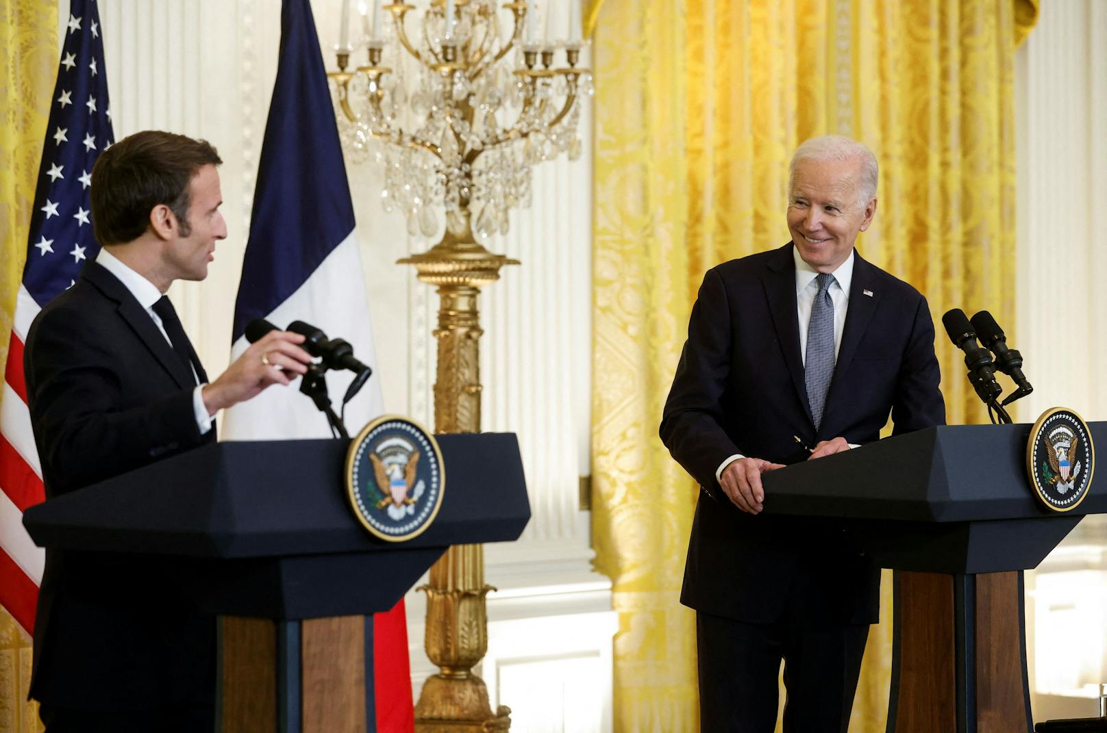 Staatsbesuch des französischen Präsidenten Emmanuel Macron bei Joe Biden in Washington am 1. Dezember 2022.  
