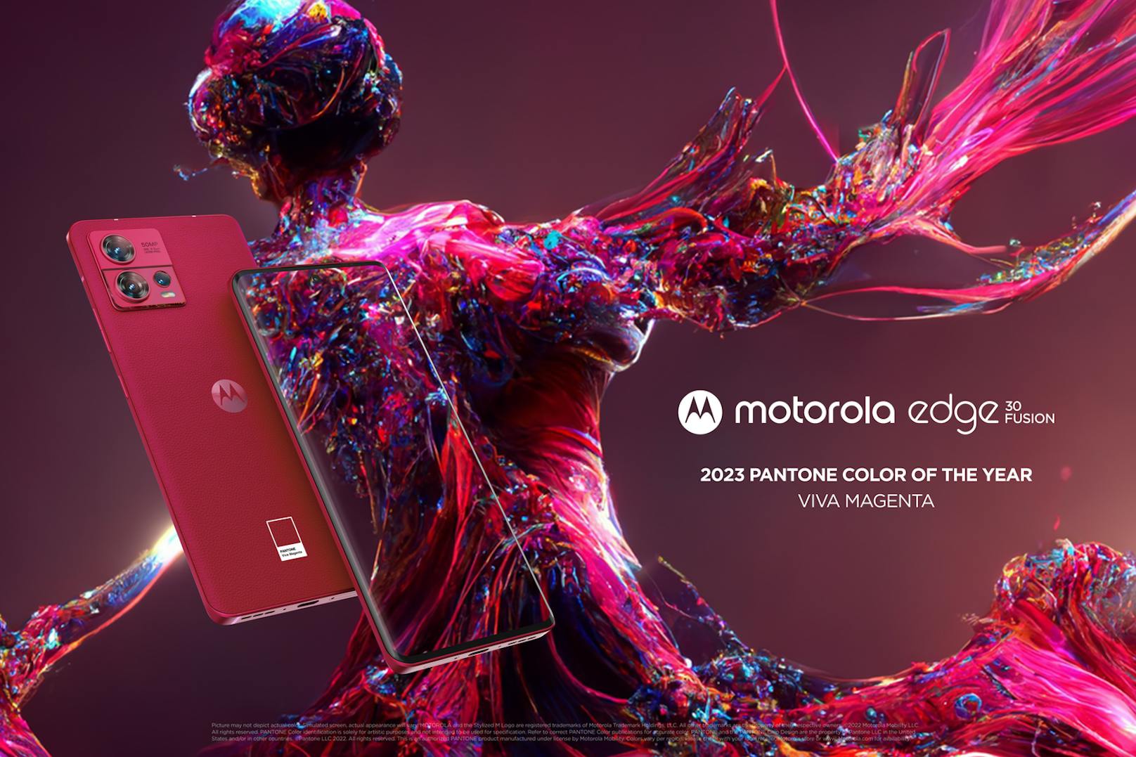 Motorola präsentiert Sonderedition des motorola edge30 fusion in der Pantone-Farbe des Jahres 2023: Viva Magenta.