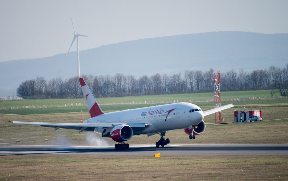 Eine AUA-Maschine am Flughafen Wien.