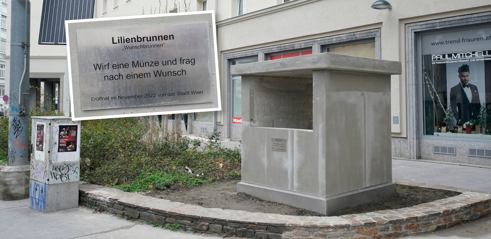Dieser Betonklotz in Wien-Leopoldstadt ließ viele rätseln. Es handelt sich um eine&nbsp;Druckbelüftungsanlage für den Gemeindebau daneben.