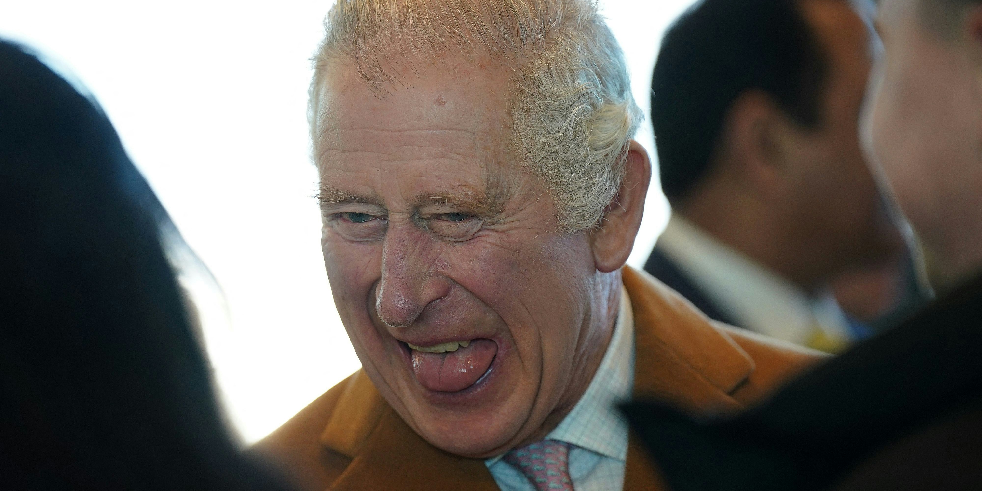 König Charles im Gespräch mit Mitarbeitern in Luton.