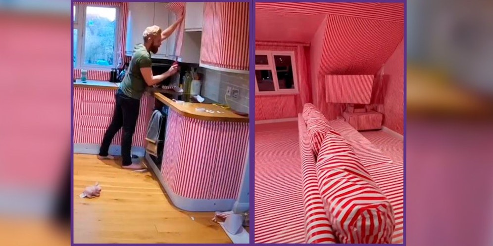 Tom Hooker liebt Weihnachten – und verpackte seine Wohnung als Geschenk.