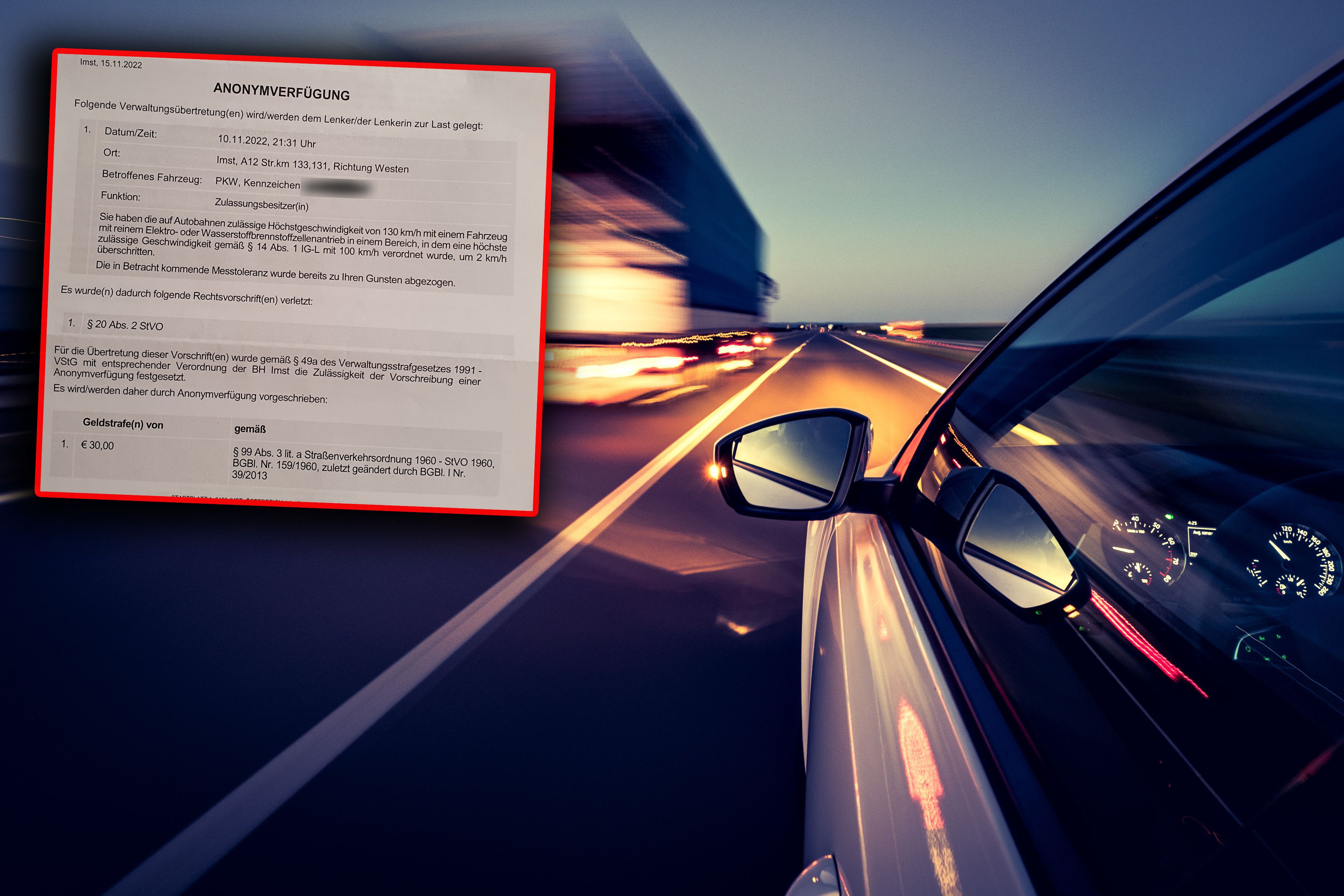 Mann fährt 2 km/h zu viel und muss 30 Euro blechen