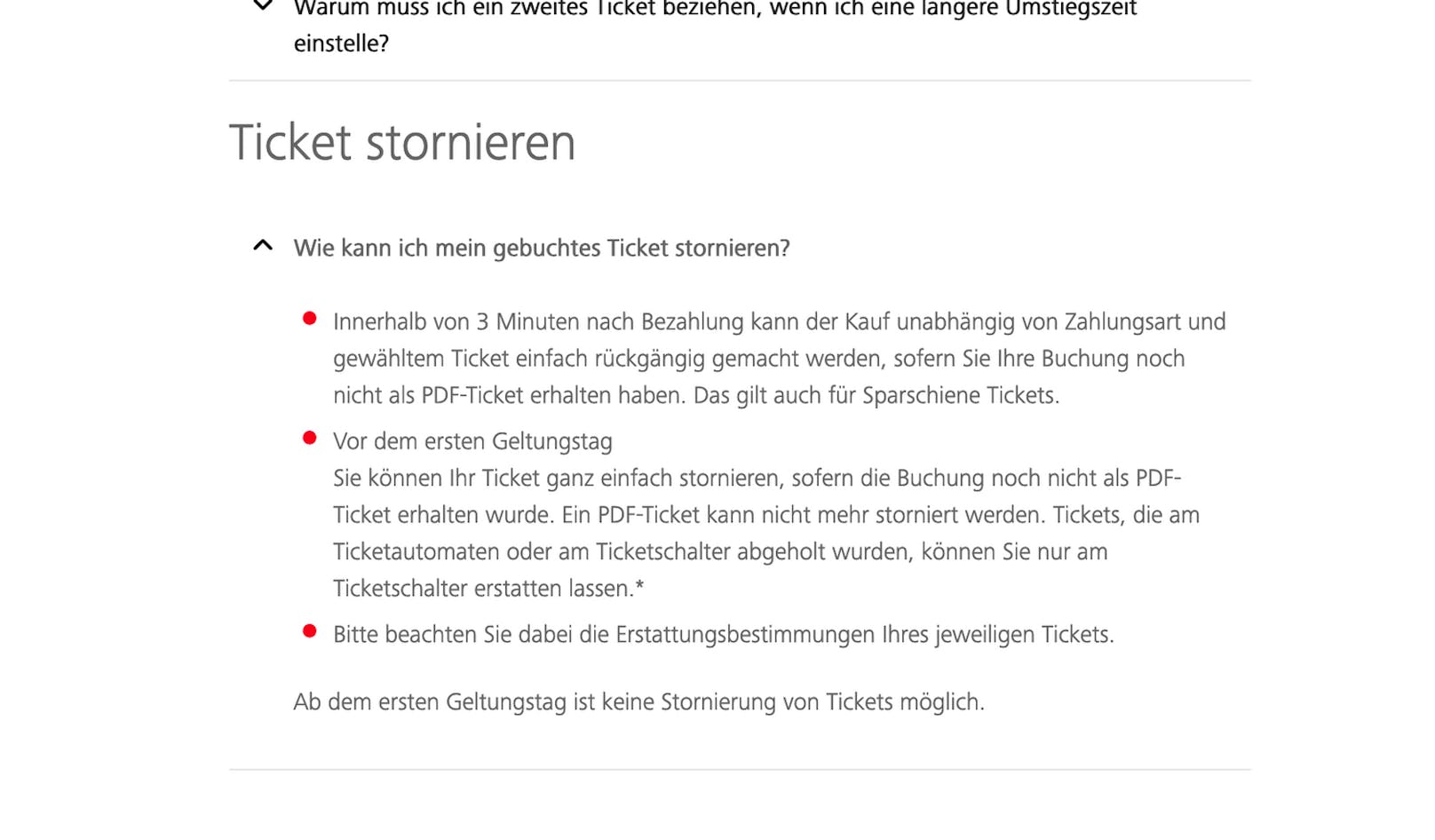 Storno: Bedingungen bei ÖBB