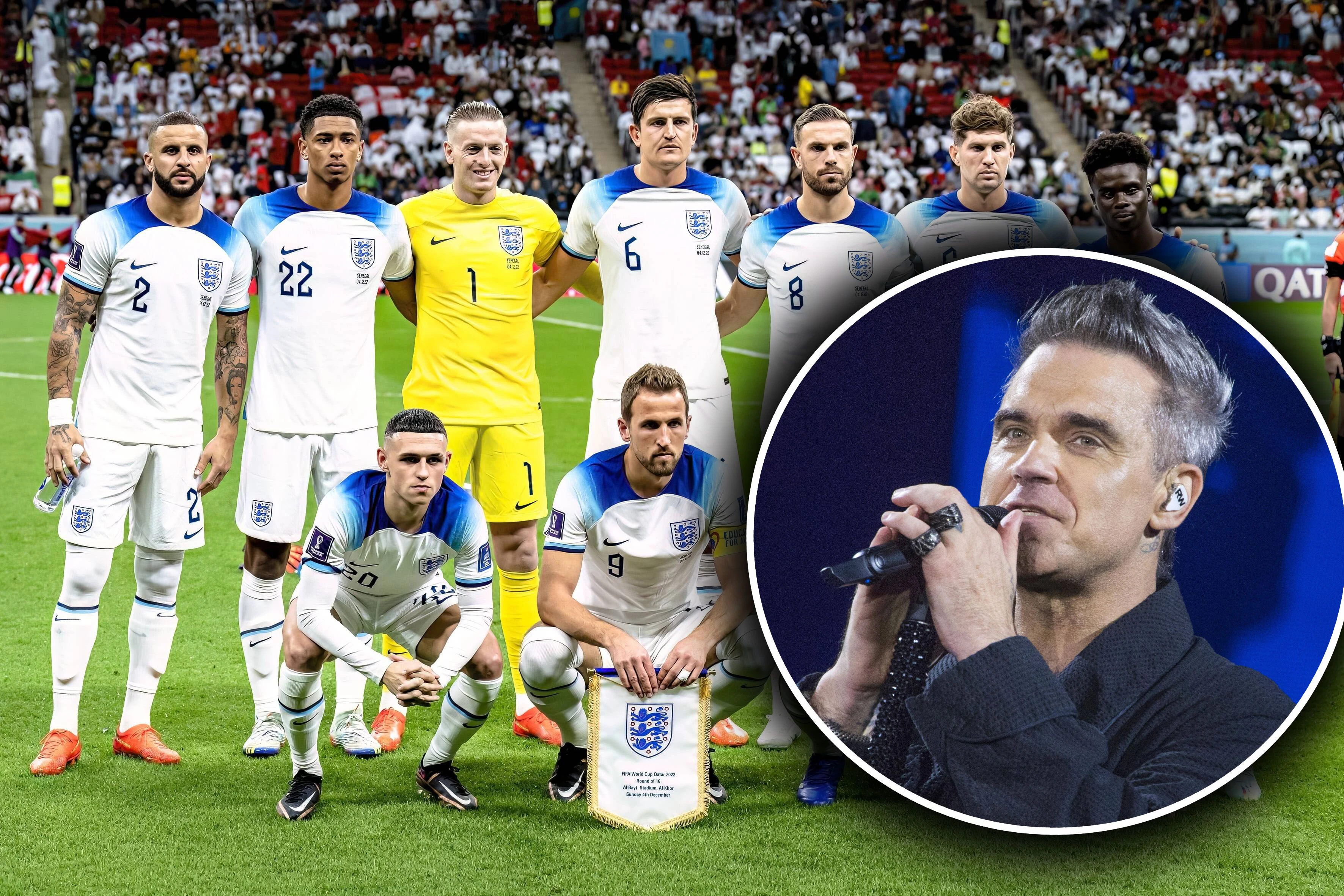 Robby Williams überraschte die englischen Teamspieler.