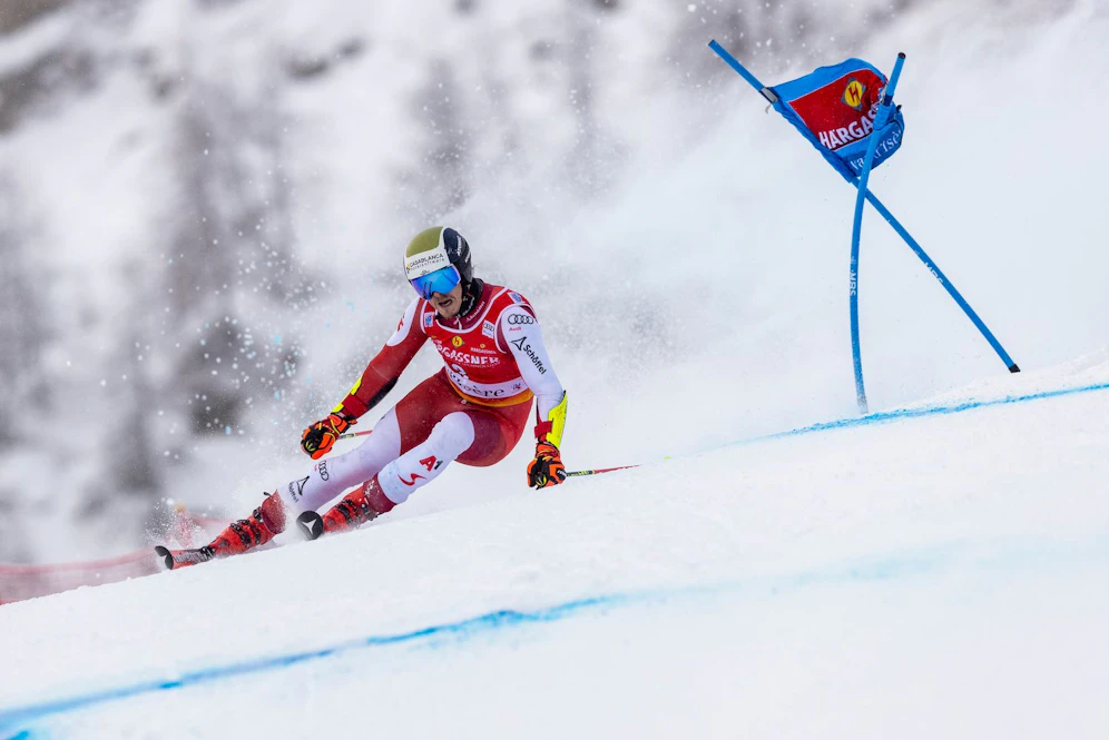 ÖSV-Ass Manuel Feller im Riesentorlauf von Val d´Isere. 
