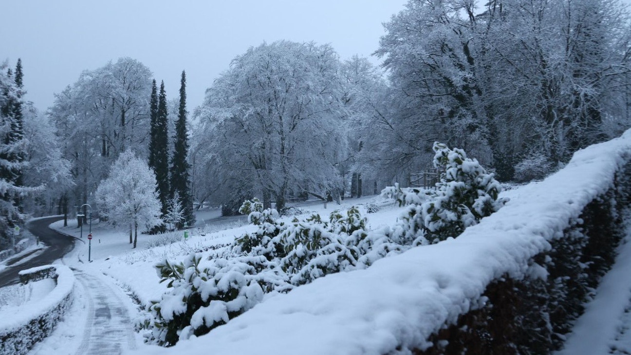 Winterlandschaft nach heftigen Schneefällen am Linzer Pöstlingberg, 11. Dezember 2022.