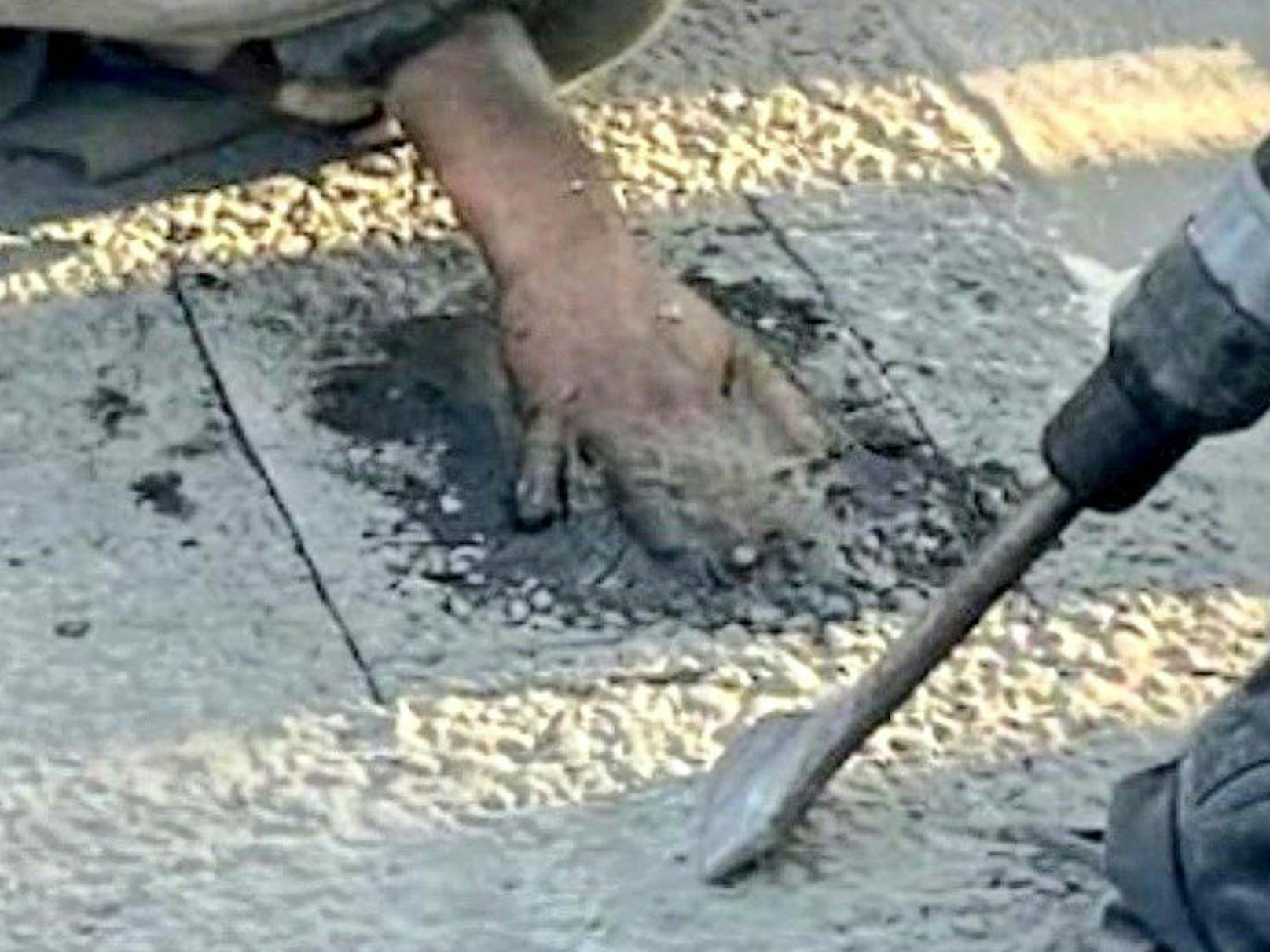 Raúl Semmler verwendete bei einem Protest in Mainz am 9. Dezember eine fatale Mischung von Kleber und Sand, die nicht mehr zu lösen war.