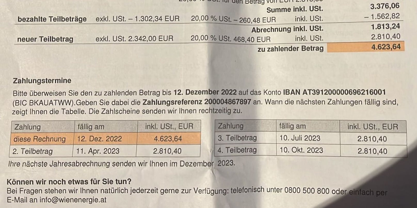 13.000€ sollen die Wiener für Gas zahlen.