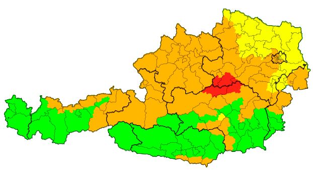 Heftiger Schneefall: Aktuelle Unwetter-Warnungen in Österreich am 11.12.2022 um 7 Uhr.