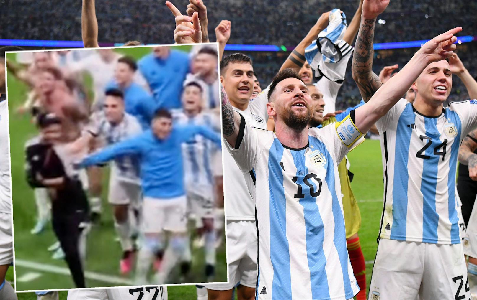 Ein Ordner wird von den Argentinien-Stars umgehauen