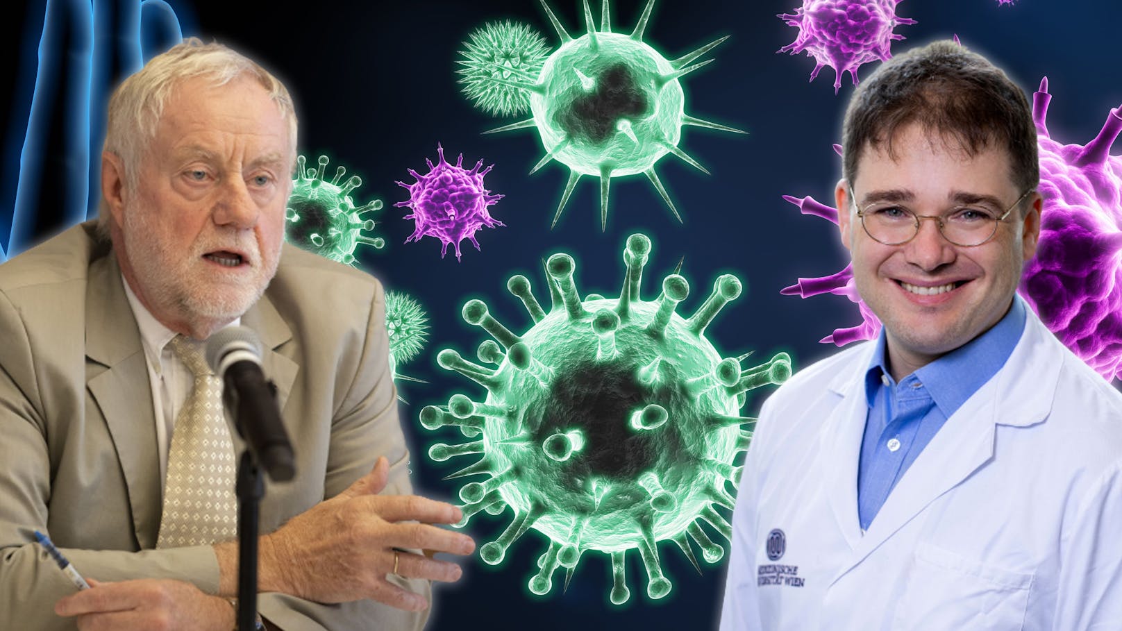 Allgemeinmediziner Edgar Wutscher und Virologe Lukas Weseslindtner warnen vor den derzeit zirkulierenden Viren.