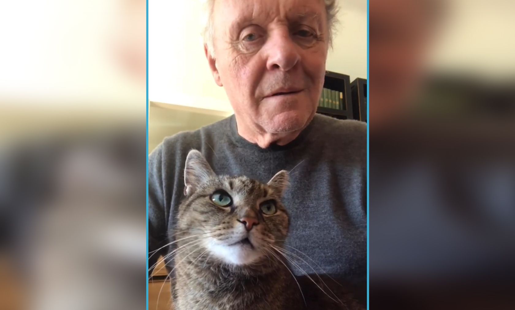 Kater "Niblo" mit seinem Besitzer Anthony Hopkins.