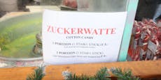 Sackerl für Zuckerwatte kostet bei Christkindlmarkt 1 €