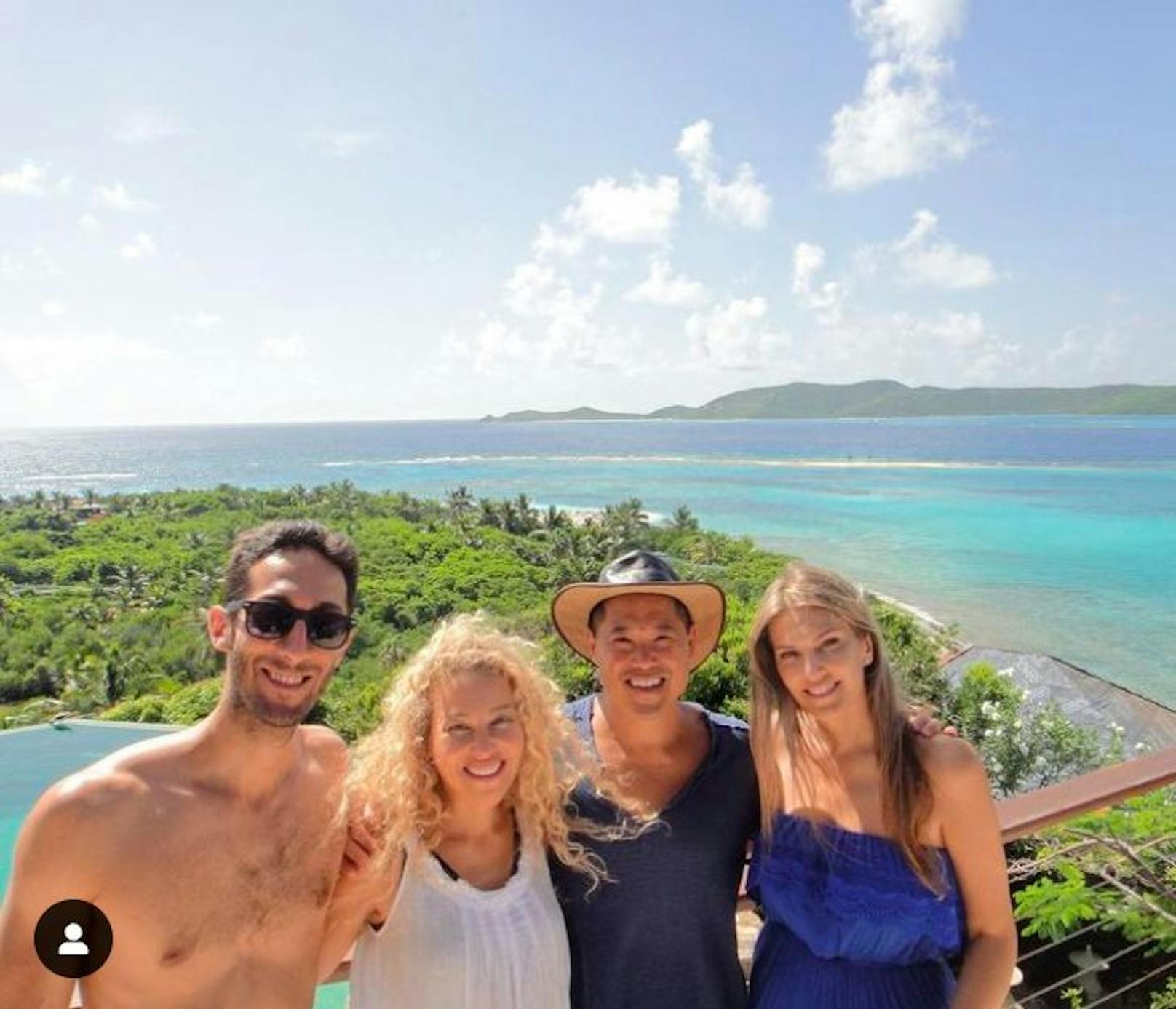 Eva Kaili auf Necker Island, Richard Bransons privates Inselparadies in der Karibik, im Sommer 2017.