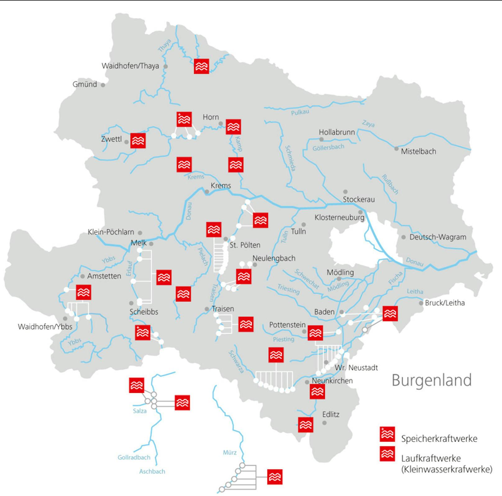 Eine Liste der von der EVN betriebenen Wasserkraftwerke in NÖ und der Steiermark.
