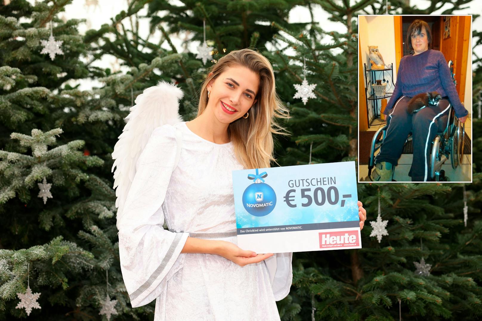 Ingrid (re.) hat 500 Euro vom Christkind gewonnen, die sie in einen neuen Rollstuhl investiert.