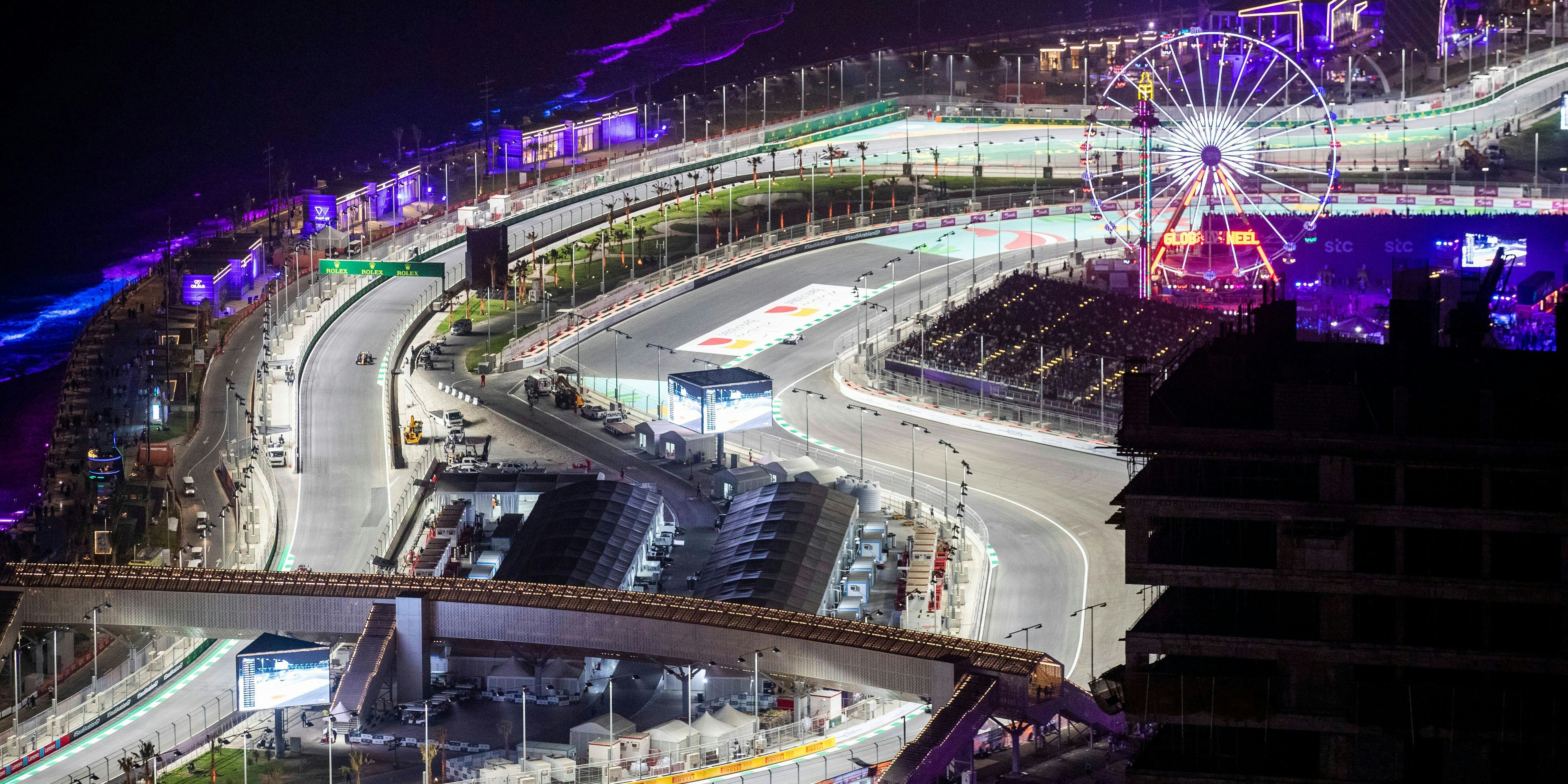 Spektakulärer Blick über die Rennstrecke in Dschidda