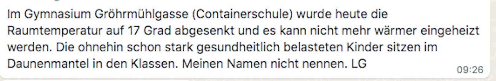 Die Mail des Vaters an die "Heute"-Redaktion.