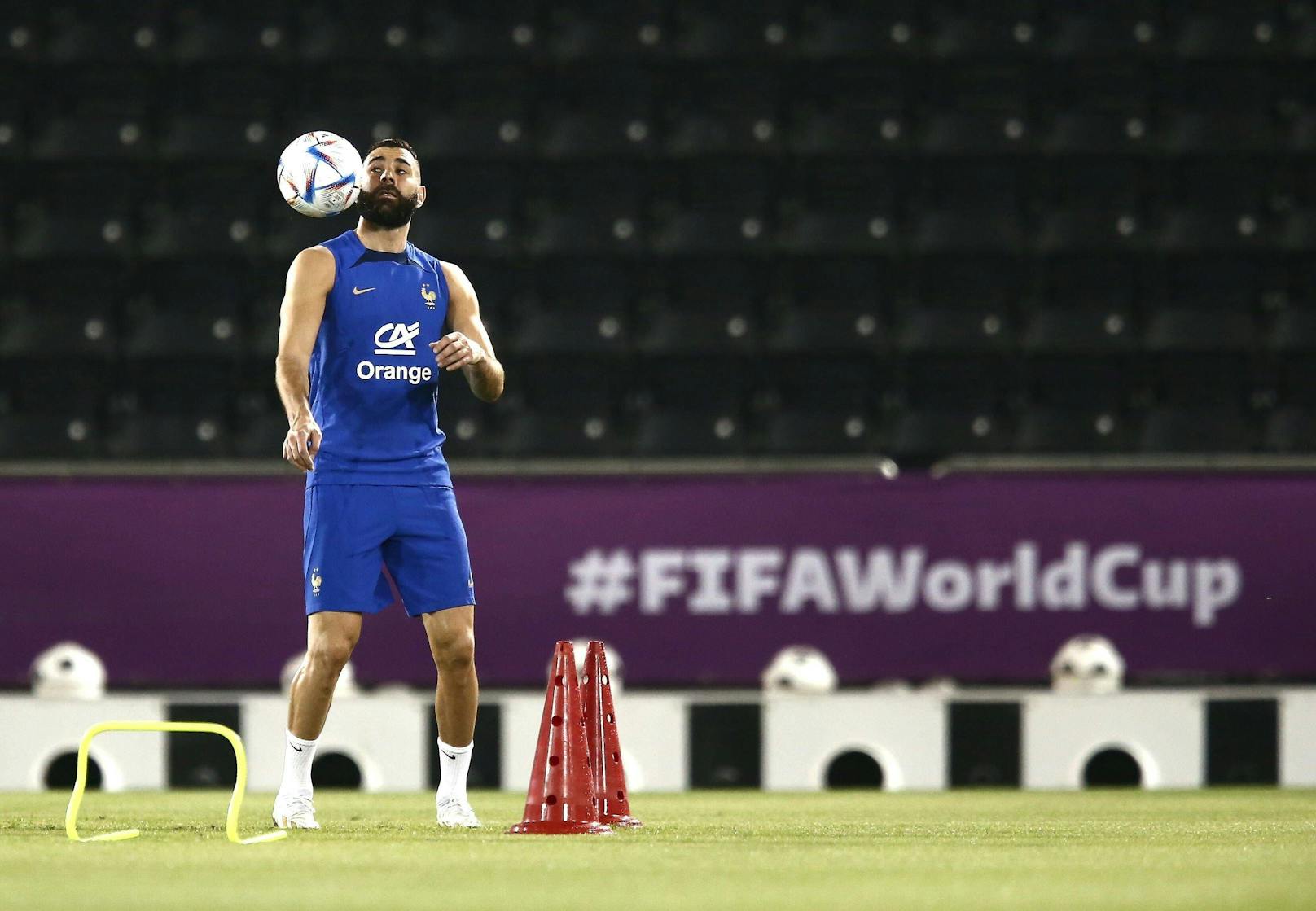 Karim Benzema vor seiner Verletzung im WM-Camp.