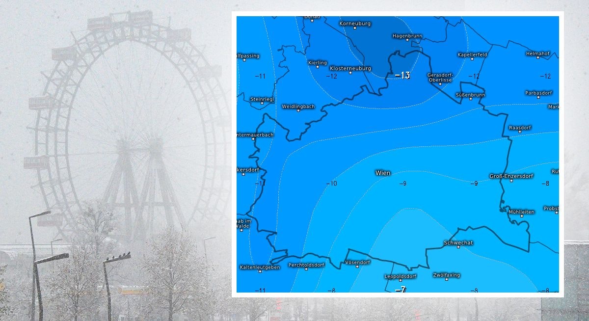 In Wien soll es laut ECMWF-Modellkarte jetzt bitterkalt werden.