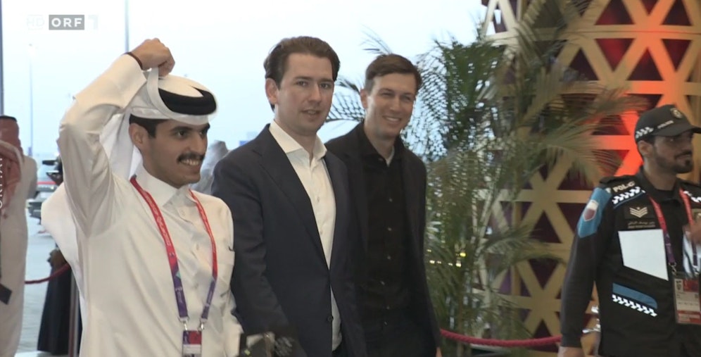 Alt-Kanzler Sebastian Kurz auf dem Weg ins WM-Finalstadion.