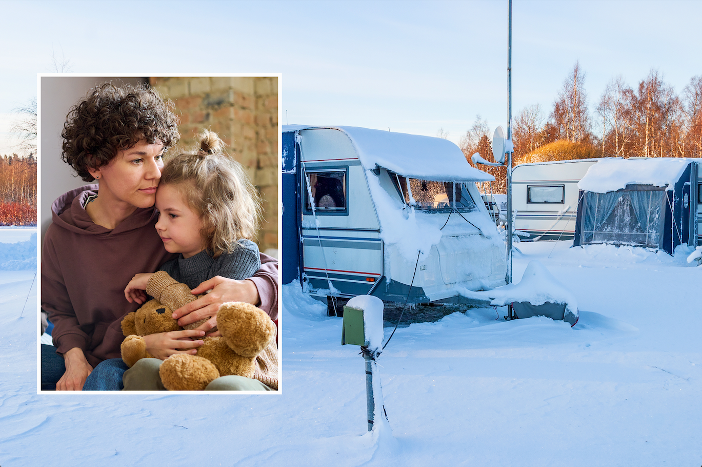 Campingplatz, obdachlose Mutter