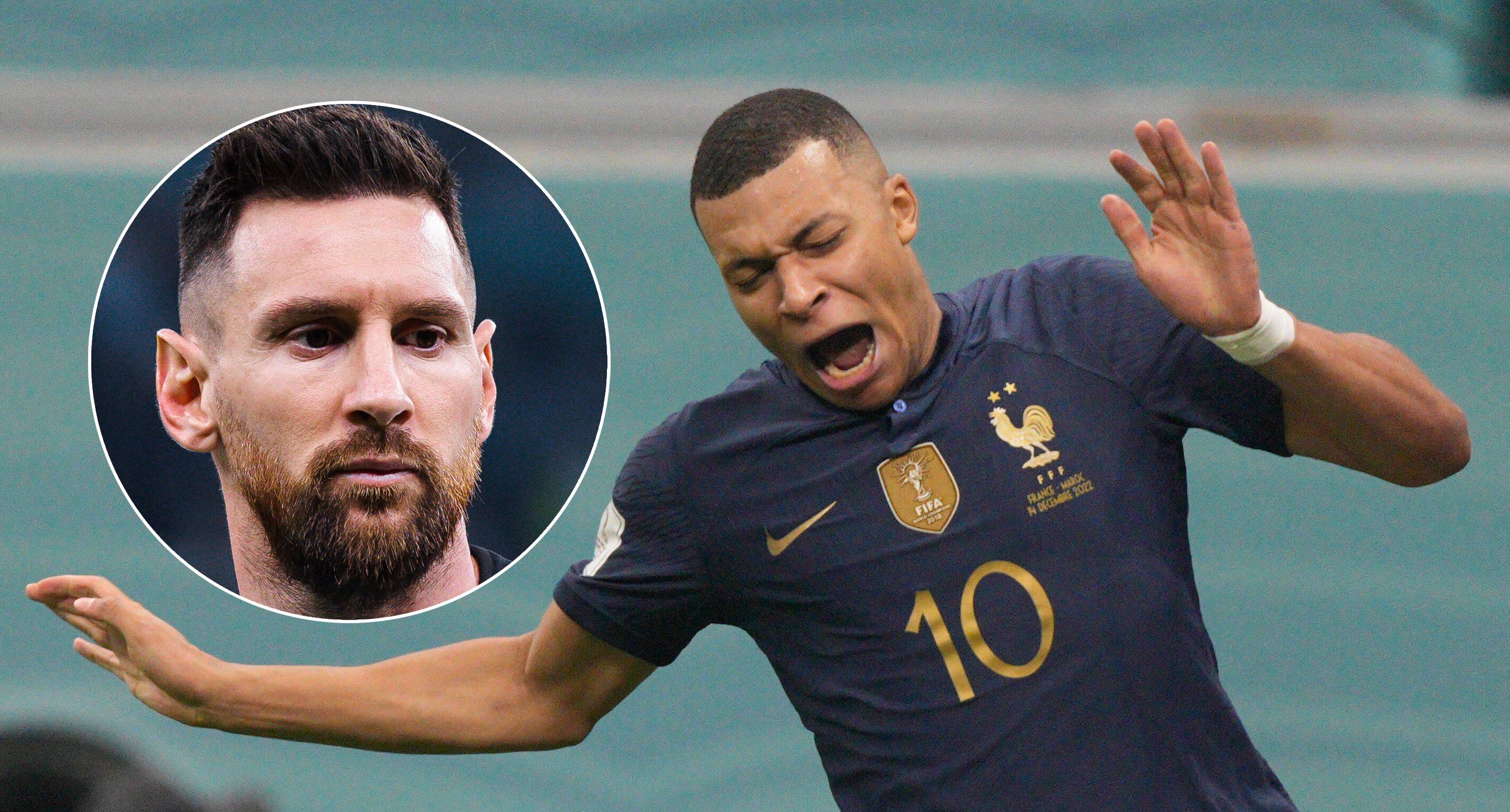 Lionel Messi gegen Kylian Mbappe (r.)