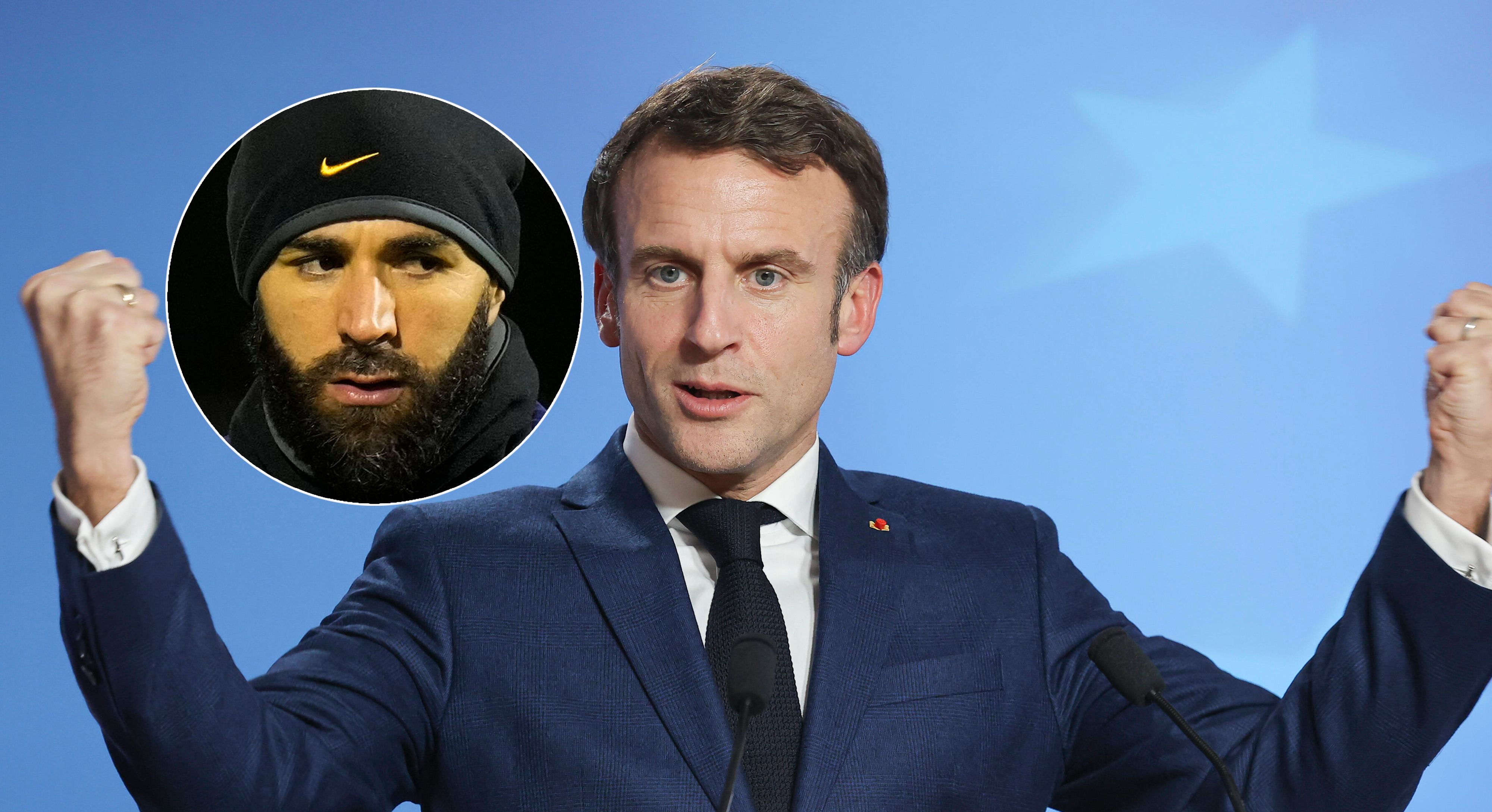 Weltfußballer Karim Benzema, Frankreich-Präsident Emmanuel Macron