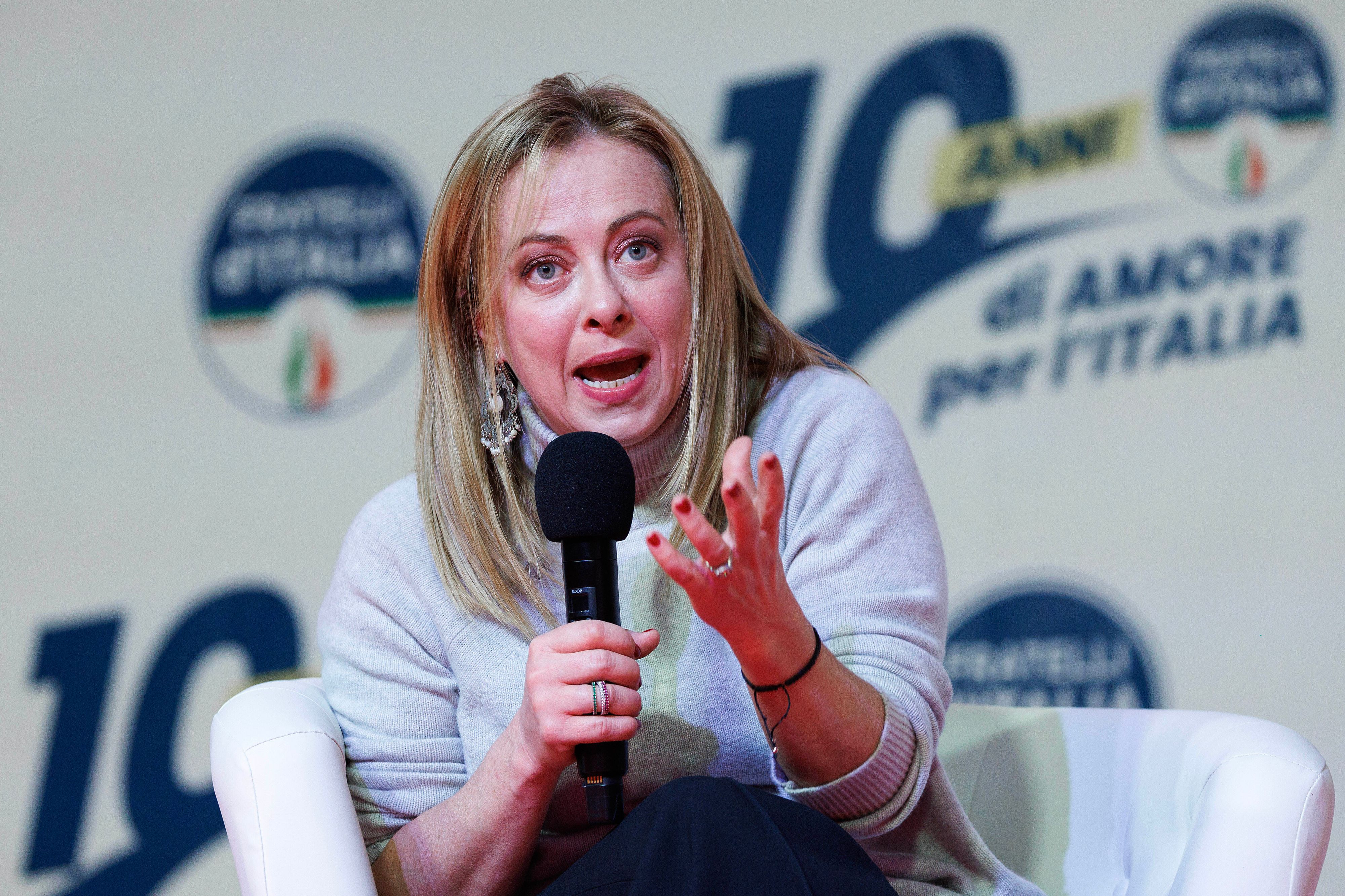 Giorgia Meloni beim 10-jährigen Jubiläum ihrer Partei Fratelli d'Italia.