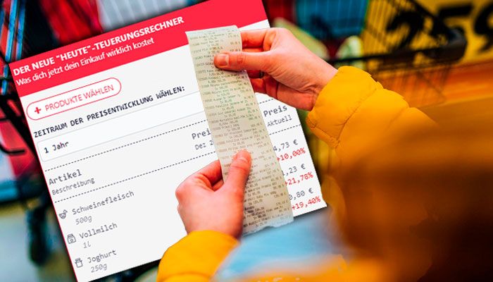 Mit dem "Heute"-Rechner siehst du genau, wie sich die Inflation auf deinen Einkauf auswirkt.