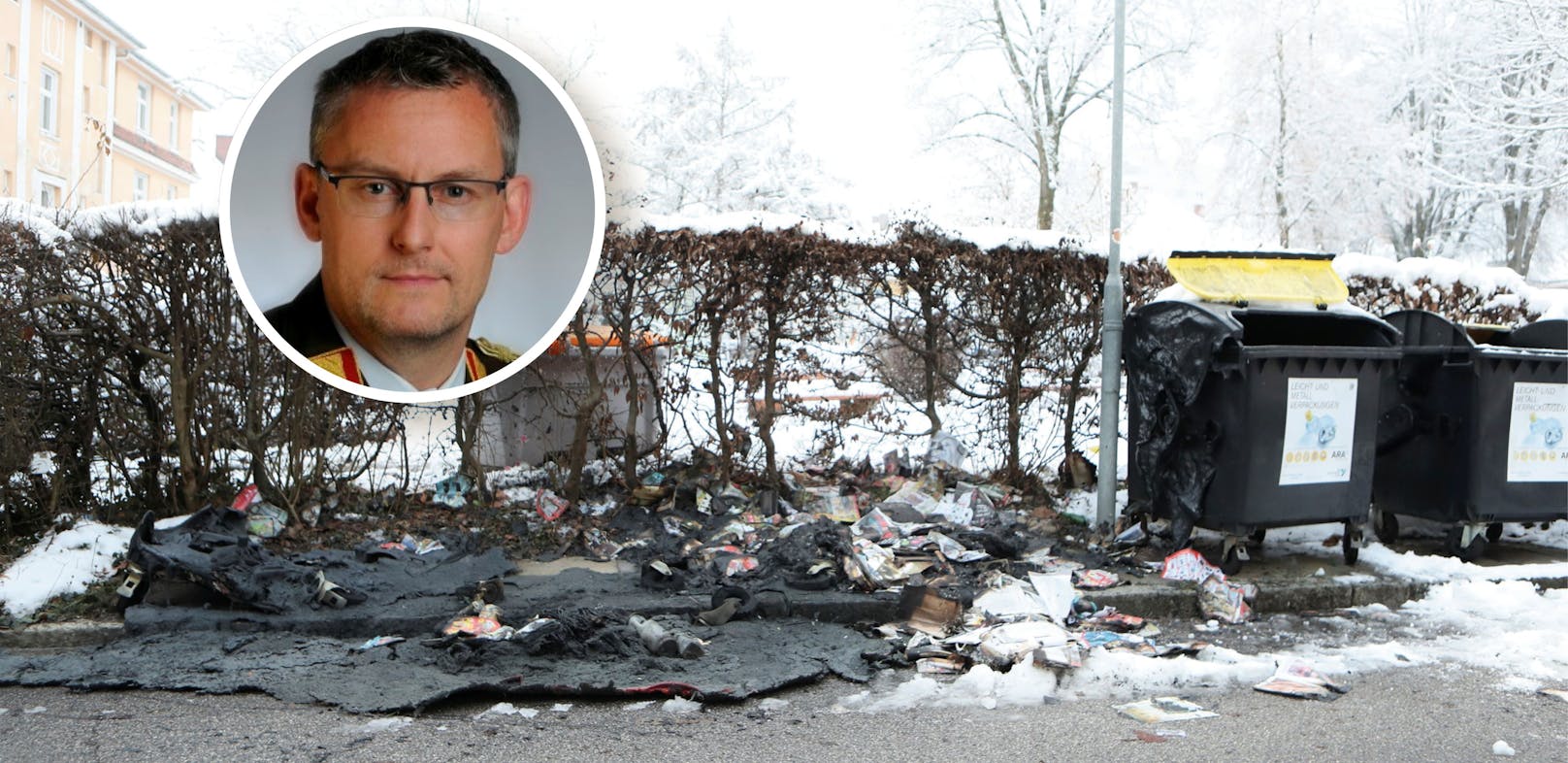 Bezirksfeuerwehrkommandant Gerhard Praxmarer geht von Brandstiftung aus. Die Müllcontainer brannten nämlich kurz nacheinander.
