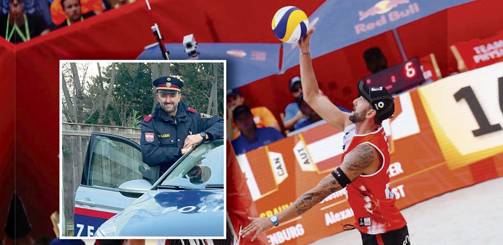 Clemens Doppler, wie man ihn kennt: auf dem Beachvolleyball-Platz; jetzt geht er auf Streife.