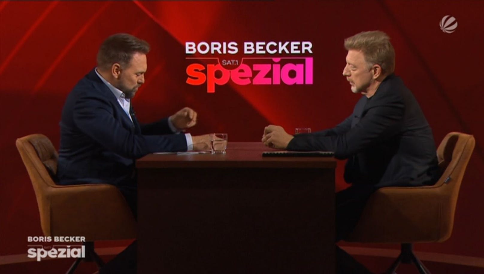 Boris Becker (r.) im Interview mit Steven Gätjen