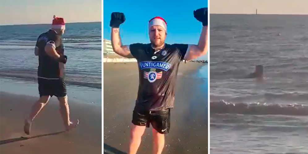 Der Steirer Dominik Wamberger badet in der eiskalter Adria – das Video seiner coolen Aktion geht viral