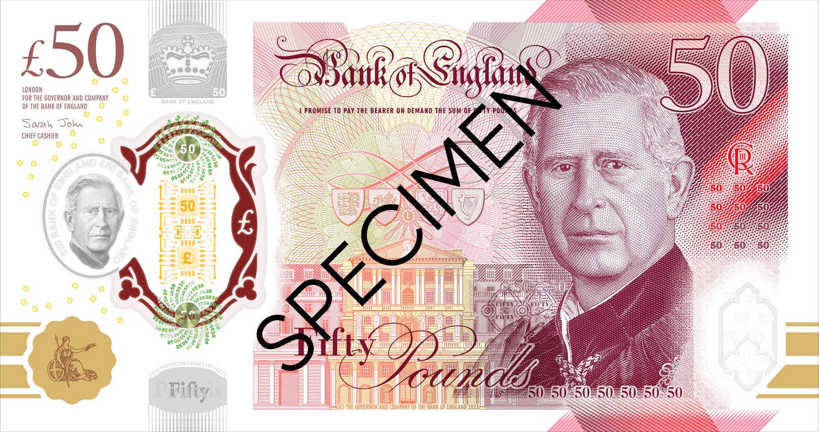 Die neue 50-Pfund Note mit King Charles III. 