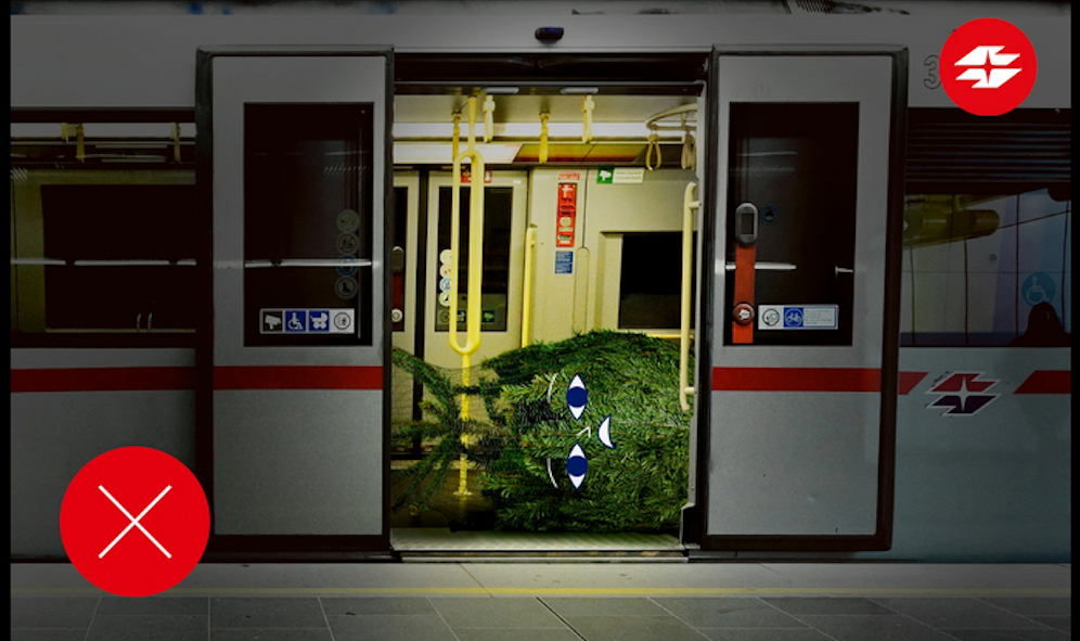 So darf man seinen Christbaum nicht in den Fahrzeugen der Wiener Linien transportieren.