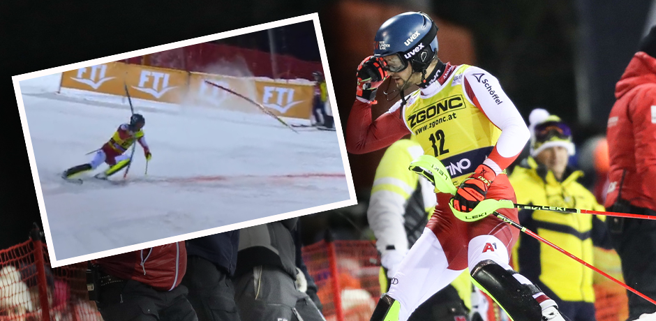 Johannes Strolz wurde von einer Stange aus dem Rennen gerissen. 